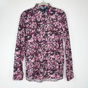 Ted Baker London Black Pink Floral Long Sleeve Button Up Shirt Men’s Size 3
